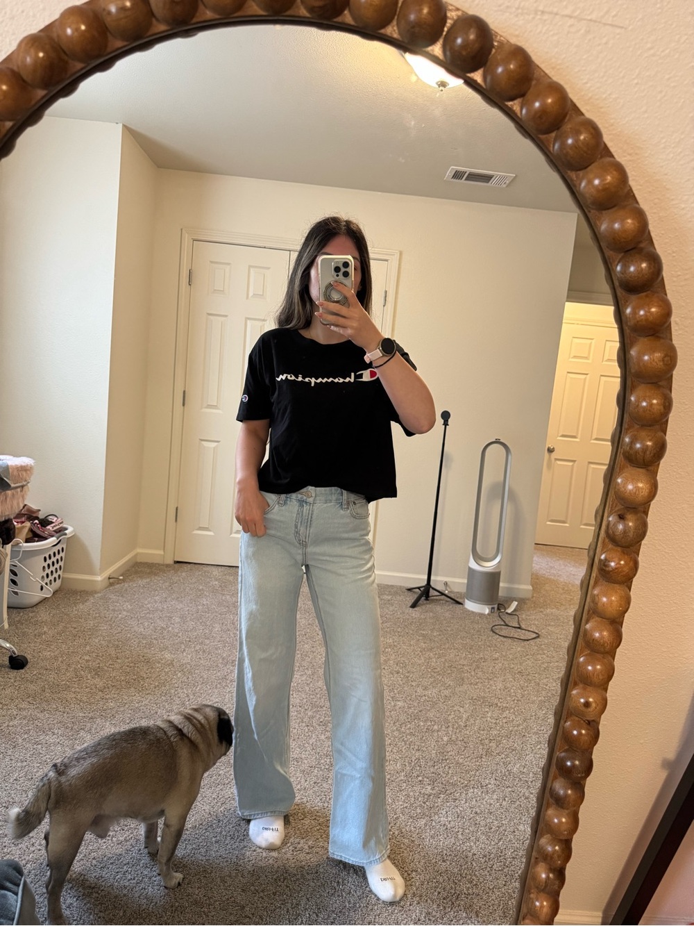 Champion Black Script Logo T-Shirt Size L